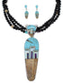 Native American Pueblo Design Multicolor Sterling Silver Necklace And Earring Set WX65801
