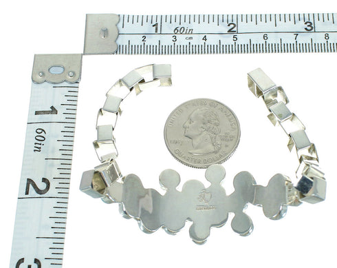 Turquoise And Authentic Sterling Silver Southwest Jewelry Link Bracelet VX64897