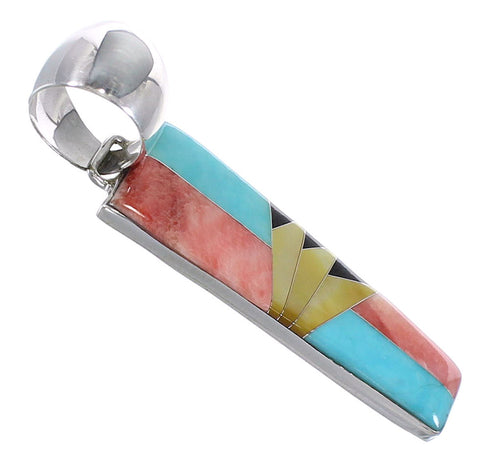 Sterling Silver Southwest Multicolor Inlay Pendant MX64798