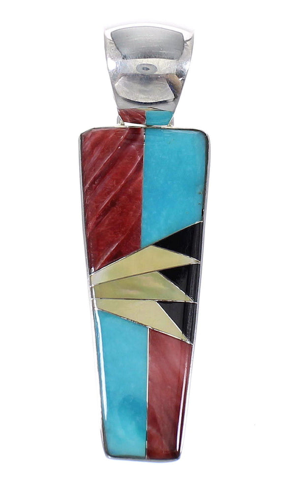 Southwest Multicolor Inlay Genuine Sterling Silver Pendant MX64801