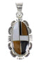 Authentic Sterling Silver Southwest Multicolor Inlay Pendant MX64898
