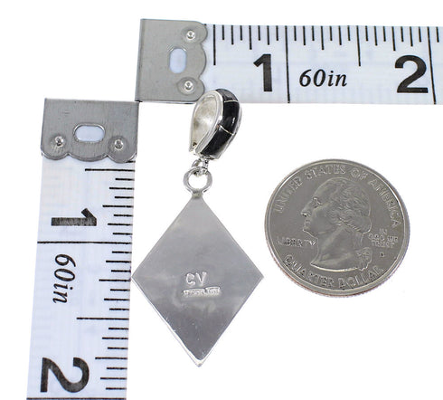 Native American Village Or Pueblo Design Multicolor Inlay Silver Pendant MX64911