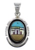 Sterling Silver Native American Village Or Pueblo Design Multicolor Pendant MX64924