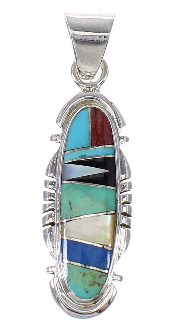 Sterling Silver Southwest Multicolor Inlay Jewelry Pendant MX64950