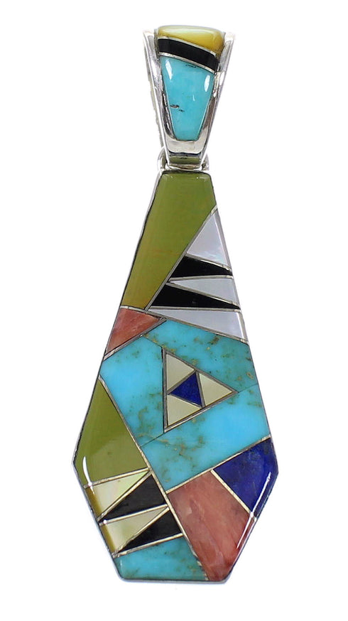 Authentic Sterling Silver Multicolor Reversible Southwest Pendant MX64965
