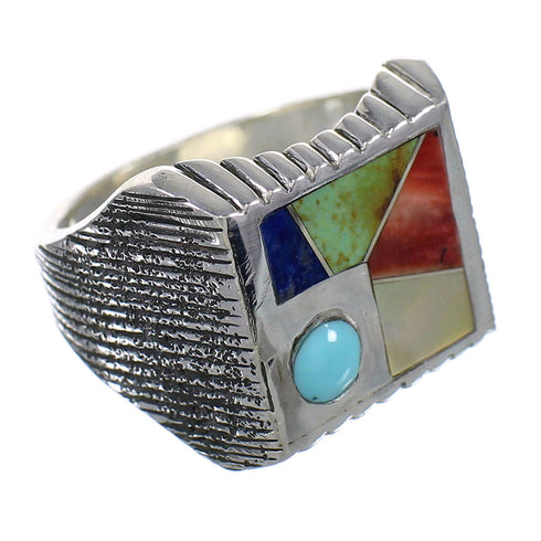 Southwestern Sterling Silver Multicolor Ring Size 8-1/4 YX75856