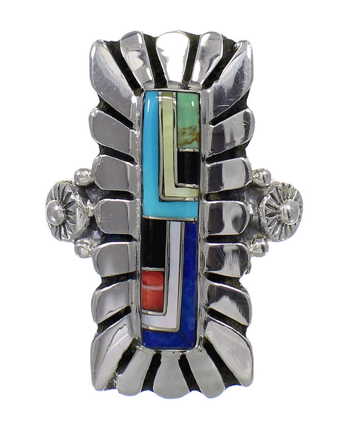 Multicolor Silver Southwestern Jewelry Ring Size 8 YX75944