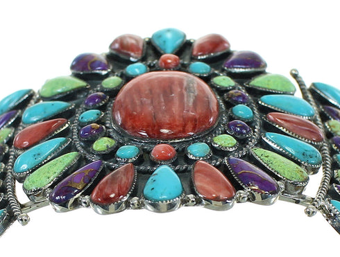 Genuine Sterling Silver Multicolor Southwest Cuff Bracelet VX65048