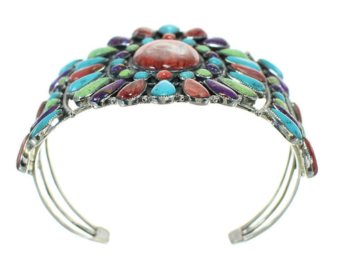 Genuine Sterling Silver Multicolor Southwest Cuff Bracelet VX65048