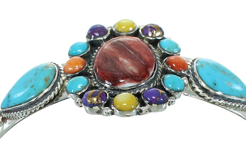 Multicolor And Southwest Genuine Sterling Silver Cuff Bracelet VX65066