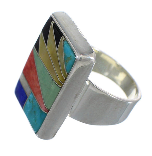 Multicolor Genuine Sterling Silver Ring Size 7-1/2 YX77489