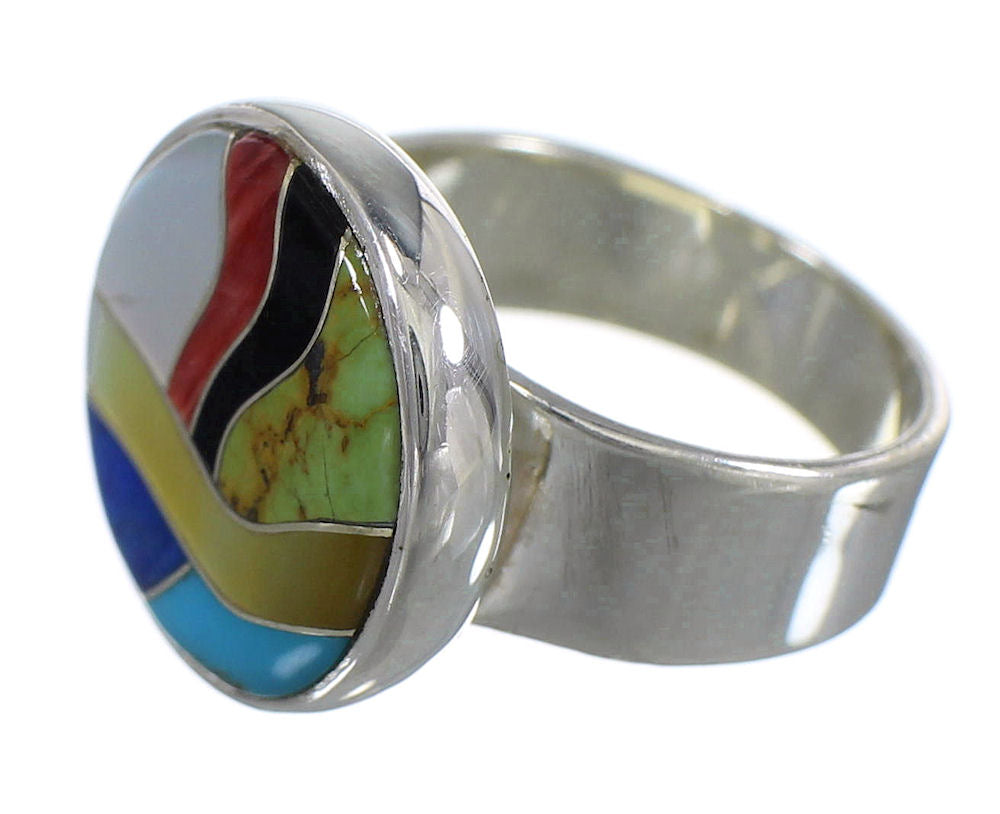 Authentic Sterling Silver Multicolor Southwestern Ring Size 6-1/2