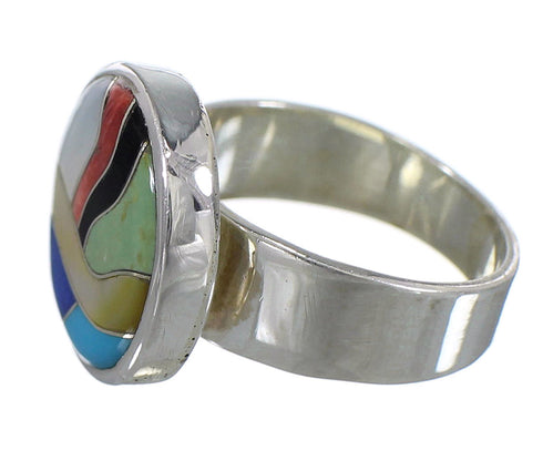 Sterling Silver And Multicolor Southwestern Ring Size 8 YX77525