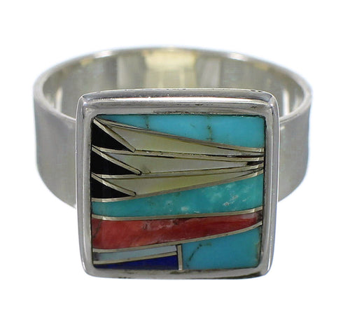 Southwest Genuine Sterling Silver Multicolor Ring Size 5-3/4 YX77534