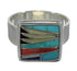 Southwest Genuine Sterling Silver Multicolor Ring Size 5-3/4 YX77534