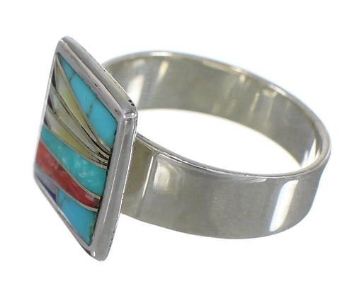 Southwestern Multicolor Silver Ring Size 7-1/2 YX77539