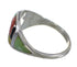 Southwestern Silver Multicolor Inlay Ring Size 6-1/4 QX75198