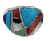 Authentic Sterling Silver Multicolor Inlay Southwest Ring Size 4-3/4 QX75212