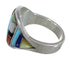 Southwestern Multicolor Inlay Authentic Sterling Silver Ring Size 7-1/2 QX75226