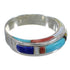 Silver Southwest Multicolor Inlay Jewelry Ring Size 6-1/4 QX75274