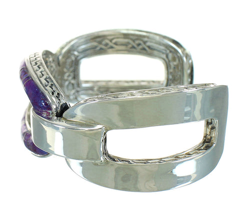 Magenta Turquoise Inlay Genuine Sterling Silver Cuff Bracelet RX65631