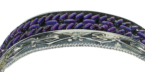 Magenta Turquoise Water Wave Sterling Silver Needlepoint Cuff Bracelet RX65373