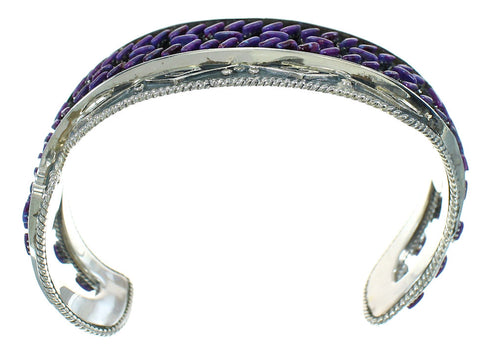 Magenta Turquoise Water Wave Sterling Silver Needlepoint Cuff Bracelet RX65373