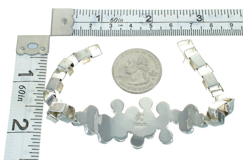 Sterling Silver Magenta Turquoise Inlay Link Bracelet RX65533