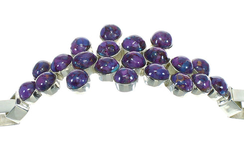 Genuine Sterling Silver Magenta Turquoise Link Bracelet RX65534