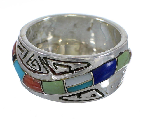 Sterling Silver Multicolor Southwestern Water Wave Ring Size 4-3/4 YX75489
