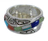 Silver And Multicolor Southwestern Water Wave Ring Size 5-1/4 YX75491