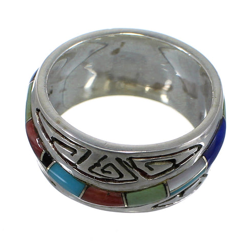 Sterling Silver And Multicolor Southwestern Water Wave Ring Size 6 YX75493