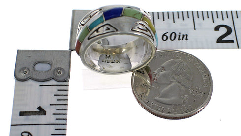 Sterling Silver And Multicolor Southwestern Water Wave Ring Size 6 YX75493