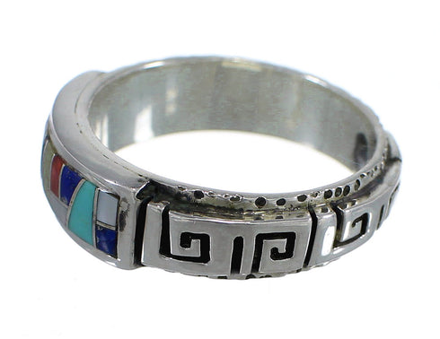 Multicolor Inlay Silver Water Wave Ring Size 6-3/4 YX75541