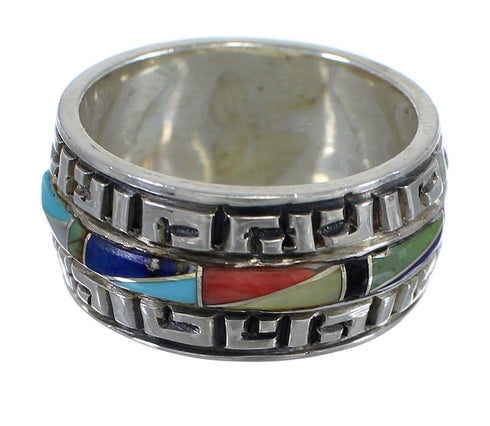 Multicolor Inlay Silver Southwestern Ring Size 7-1/4 YX75556