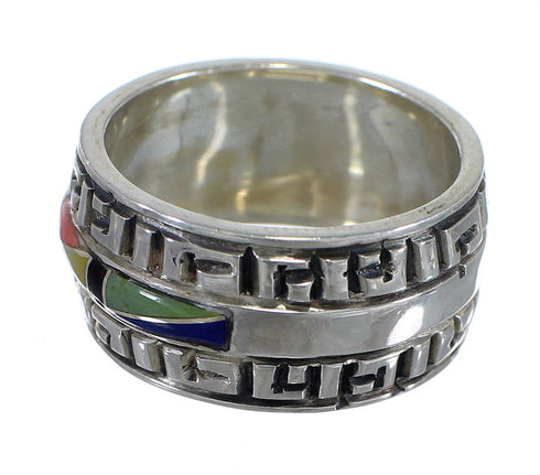 Multicolor Inlay Silver Southwestern Ring Size 7-1/4 YX75556