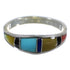 Southwestern Multicolor Inlay Authentic Sterling Silver Ring Size 8-1/4 QX77932