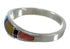 Southwestern Multicolor Inlay Authentic Sterling Silver Ring Size 8-1/4 QX77932