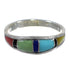 Multicolor Inlay Silver Southwestern Ring Size 6-3/4 QX77963