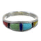 Genuine Sterling Silver Multicolor Inlay Southwest Ring Size 5-3/4 QX77956