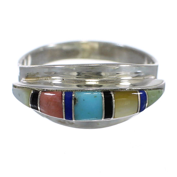 Multicolor Inlay Genuine Sterling Silver Southwestern Ring Size 5-1/2 QX77974