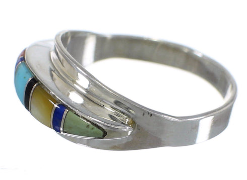 Multicolor Inlay Genuine Sterling Silver Southwestern Ring Size 5-1/2 QX77974