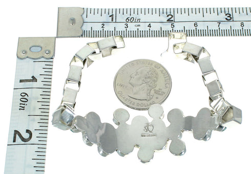 Turquoise And Authentic Sterling Silver Jewelry Link Bracelet VX65228