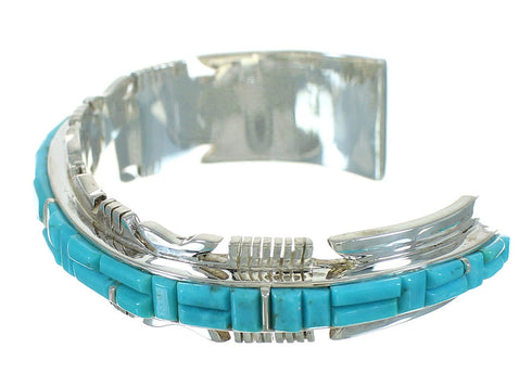 Genuine Sterling Silver Turquoise Inlay Cuff Bracelet VX65396