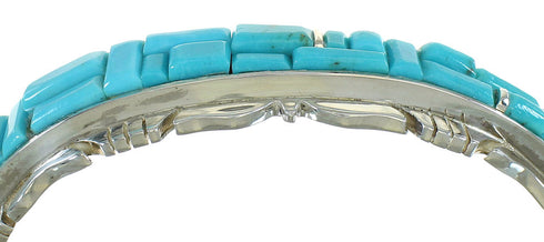 Genuine Sterling Silver Turquoise Inlay Cuff Bracelet VX65396