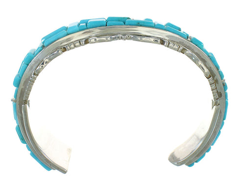 Genuine Sterling Silver Turquoise Inlay Cuff Bracelet VX65396