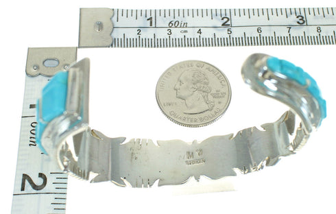 Genuine Sterling Silver Turquoise Inlay Cuff Bracelet VX65396