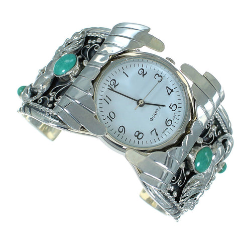 Sterling Silver Turquoise Horse Cuff Watch VX65728