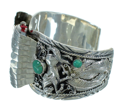Sterling Silver Turquoise Horse Cuff Watch VX65728