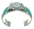 Sterling Silver Southwest Turquoise Inlay Cuff Watch RX65847